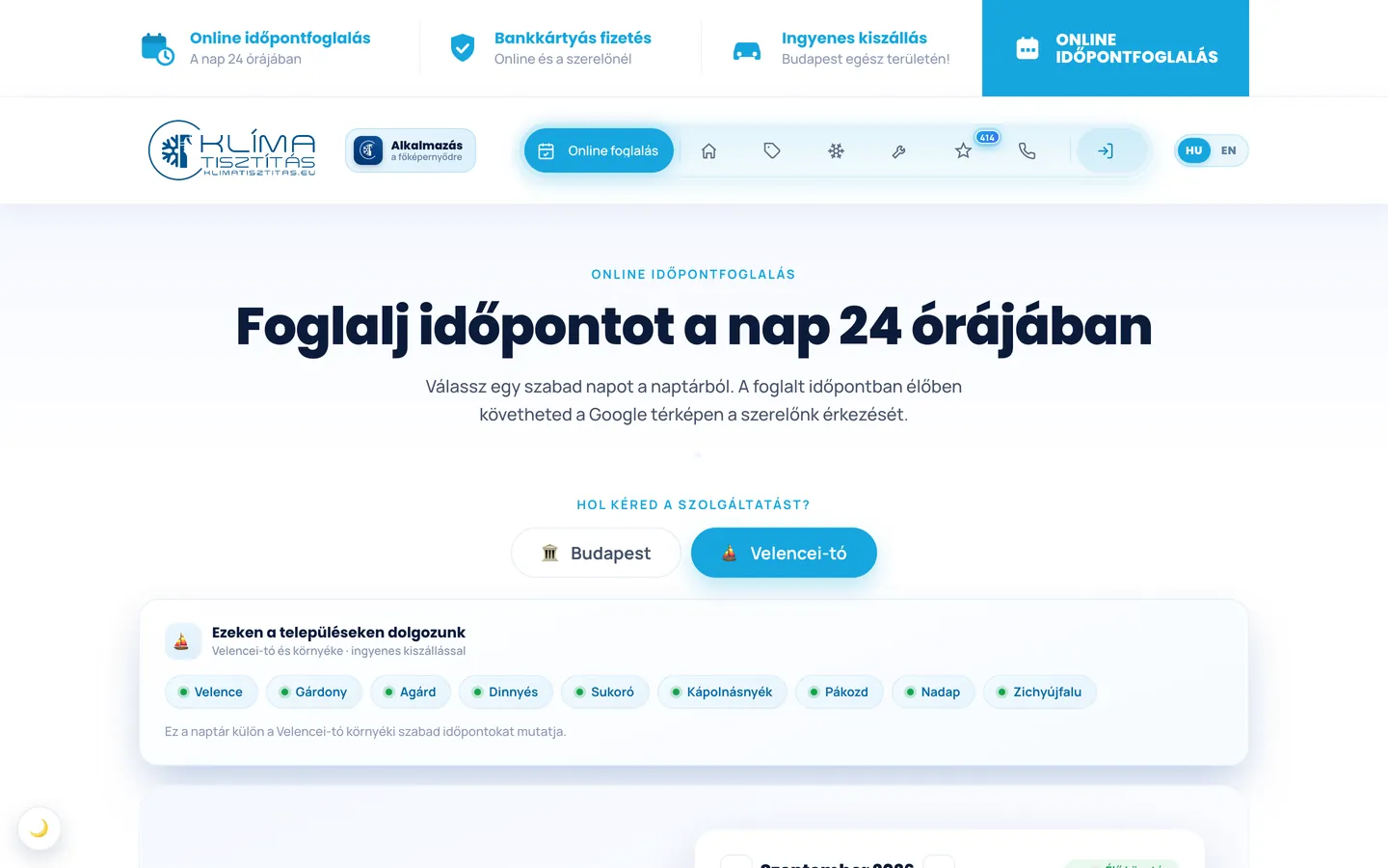 Foglalás: régió, település, szabad napok
