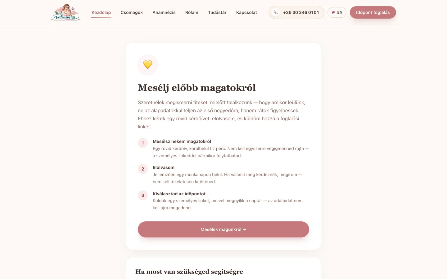 Foglalás előtti kérdőív